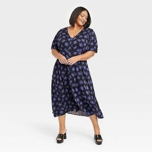 Ava & Viv Short Sleeve Faux Button-Front dress